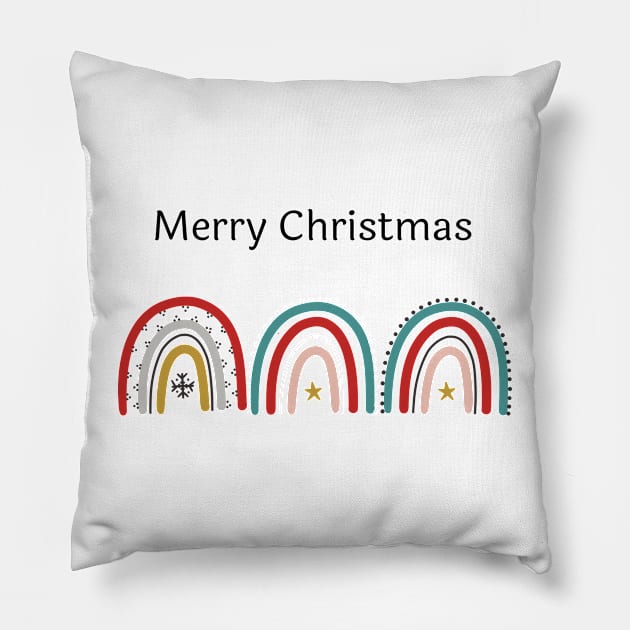 merry christmas cute rainbow gift Pillow by Ashden