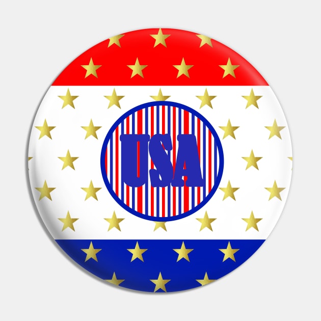 FOURTH Of July USA Red White Blue Pin by SartorisArt1