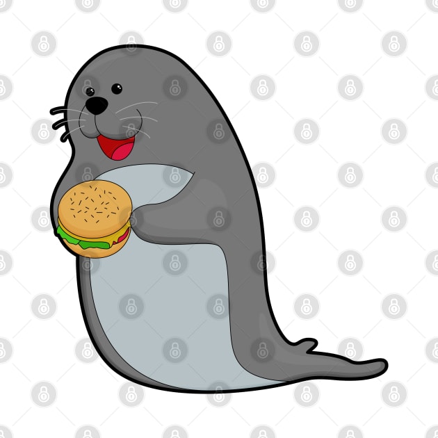 Seal at Eating with Burger by Markus Schnabel