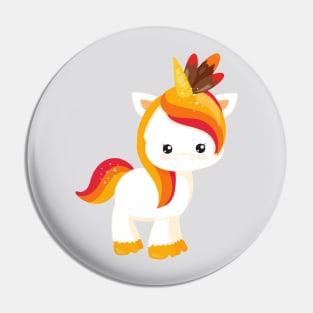 Thanksgiving Unicorn, Cute Unicorn, Feathers Pin