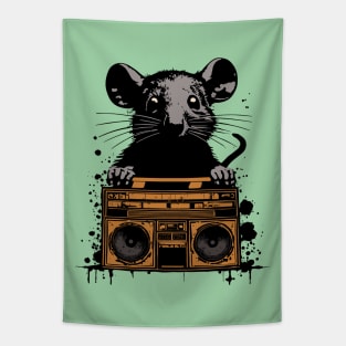 Boombox Rat Graffiti Splash Art Tapestry