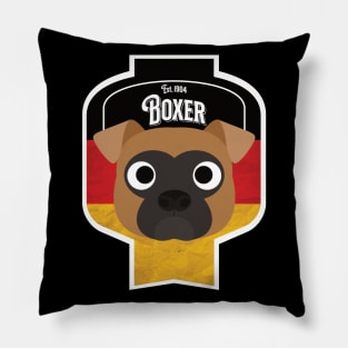 Boxer Dog - Distressed German Boxer Beer Label Design Pillow