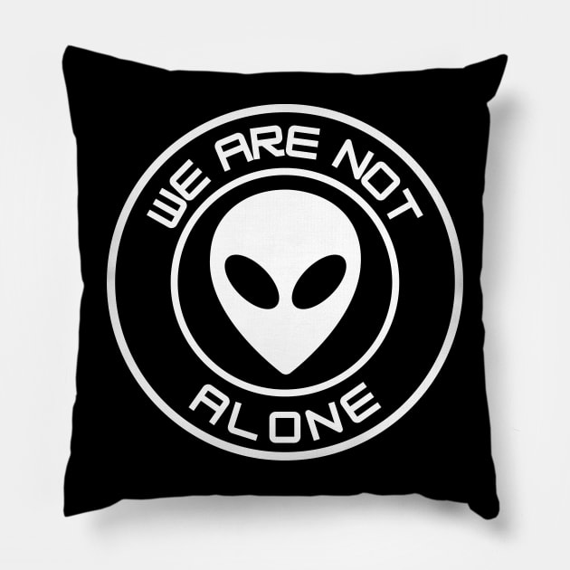 We Are Not Alone - white alien Pillow by Thinkblots