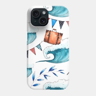 Waves Flags Shells Nautical Pattern Phone Case