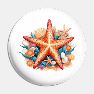 Orange Starfish Pin