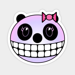 Panda Girl - Purple with Red Bow Magnet