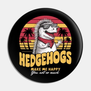 Amusing hedgehog design in retro vintage sunset style. Funny Pin