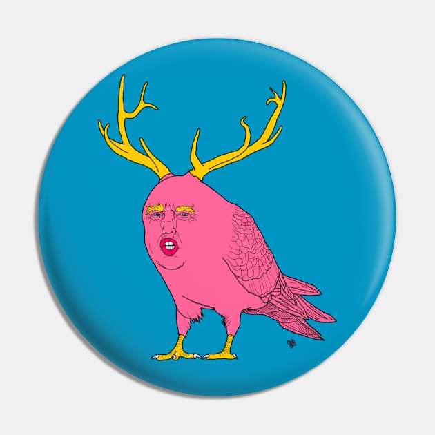 Flying Donald Trump Pigeon Elk Pin by Joodls