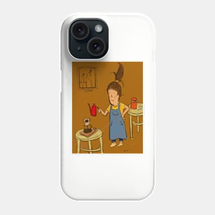 Coffee Brewing: Pour Over Lady in Apron Phone Case