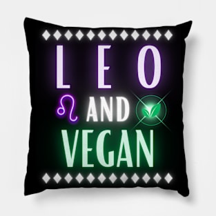 Leo and Vegan Retro Style Neon Pillow