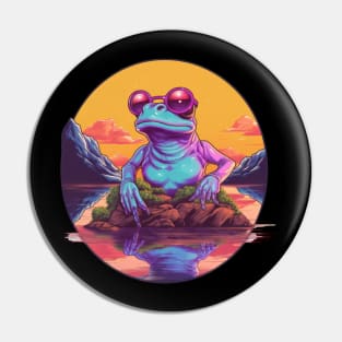 My new aesthetic is a synthwave frog Pin