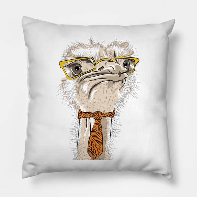 Ostrich Bird Hipster Pillow by CryptoTextile