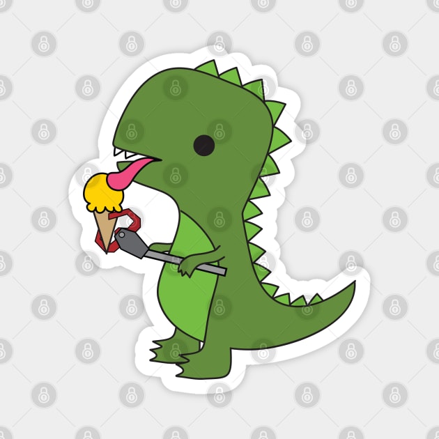 T-Rex Eats Ice Cream Magnet by BoredInc