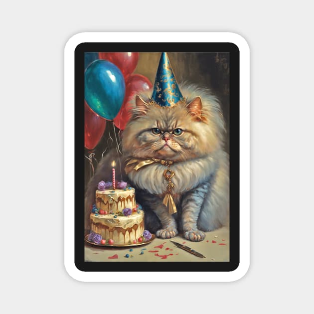 Persian Cat Birthday Card Magnet by candiscamera