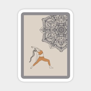 Minimalist Mandala Warrior Yoga Girl Magnet