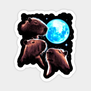 Three Capybara Moon Funny Capybara Meme Mystical Capybara Magnet