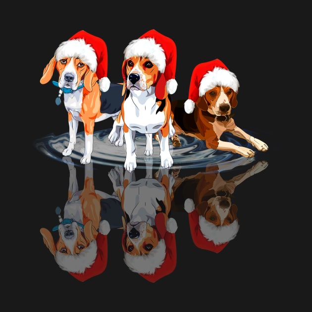 Shadow Beagle Dog Christmas Sweatershirt Cute Beagle Santar Hat Gift T-Shirt by kimmygoderteart