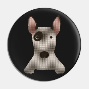 Bull Terrier Ugly Christmas Sweater Knit Pattern Pin