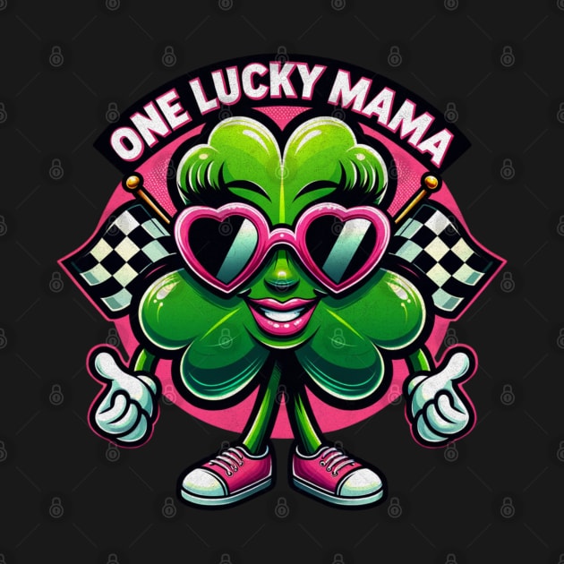 On Lucky Mama Funny Cute Shamrock Cool Sunglasses Racing Checkered Flag St Patrick's Day Irish St Paddy's Day by Carantined Chao$