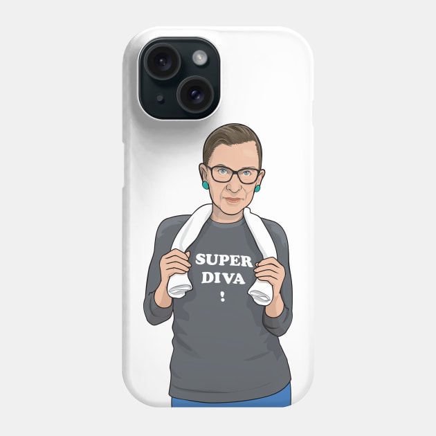 Ruth Bader Ginsburg - Super Diva Phone Case by Djokolelono