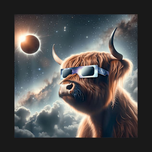 2024 Solar Eclipse Highland Cow ing Totality by SanJKaka