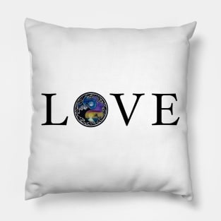 Wanderlust Love black graphx yin yang zen mountains and oceans Pillow