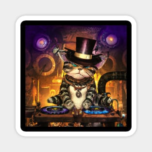 Steampunk DJ Cat #1 Magnet