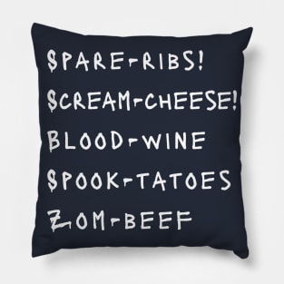 Spooky Halloween Food Menu Pillow