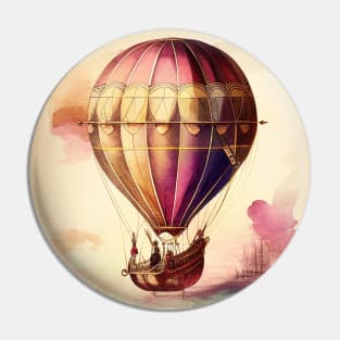 Hot air balloon boat, retro style Pin