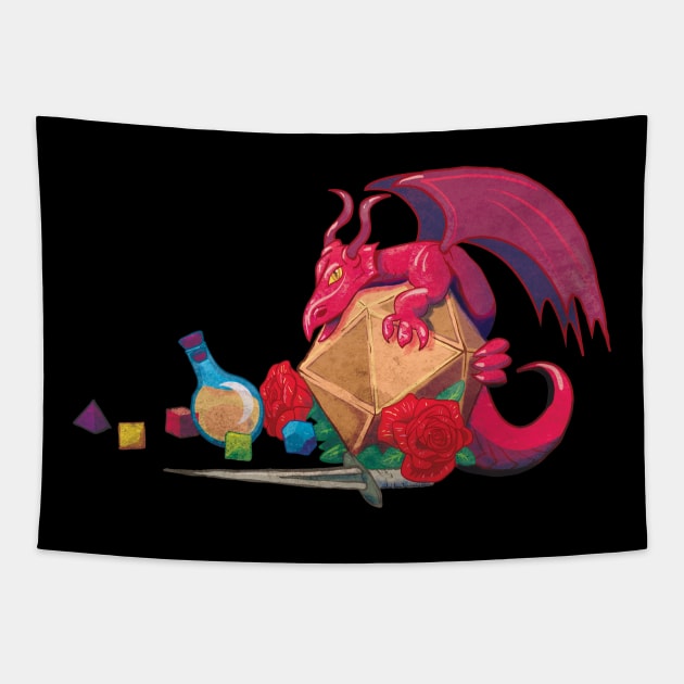 dice dragon fantasy Tapestry by Natural 20 Shirts