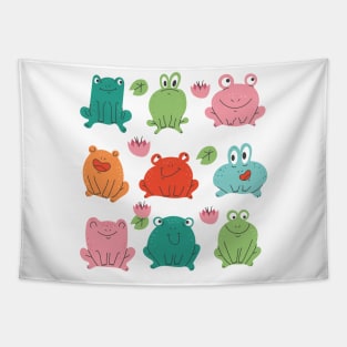 Kawaii Frogs Goblincore Cottagecore Aesthetic Reptile Art Tapestry