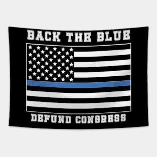 Back the Blue American Flag Police Support Thin Blue Line T-Shirt Tapestry