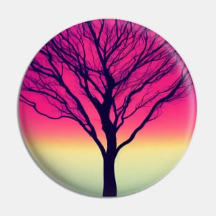 Lonely Tree Under a Pink Midnight Sky - Vibrant Colored Whimsical - Abstract Minimalist Bright Colorful Nature Poster Art of a Leafless Branches Pin