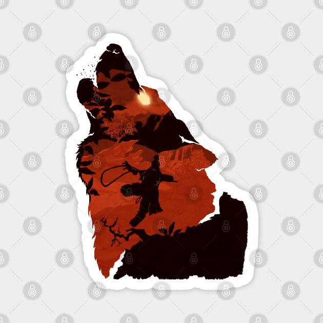 Sekiro - One Armed Wolf (Red) Magnet by DigitalCleo