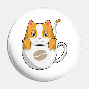 Cat with Coffee Cup Pin