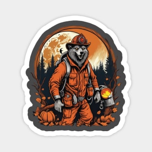 Werewolf fireman with full moon halloween design Magnet