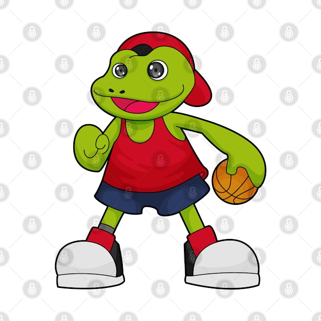 Frog as Basketball player with Basketball by Markus Schnabel