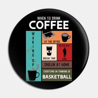 When to Drink Coffee Everytime im thinking of basketball Pin