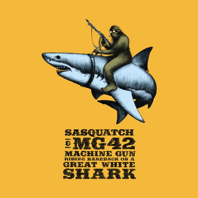 Sasquatch Riding on a Great White Shark by CatLauncher