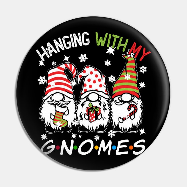 Funny Christmas Gnome Hanging With My Gnomies Family Pajamas Pin by JennyArtist