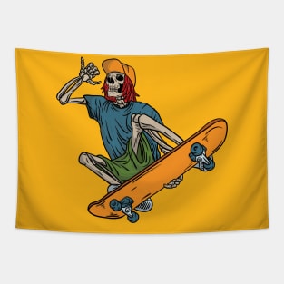 Skateboarding skeleton Tapestry