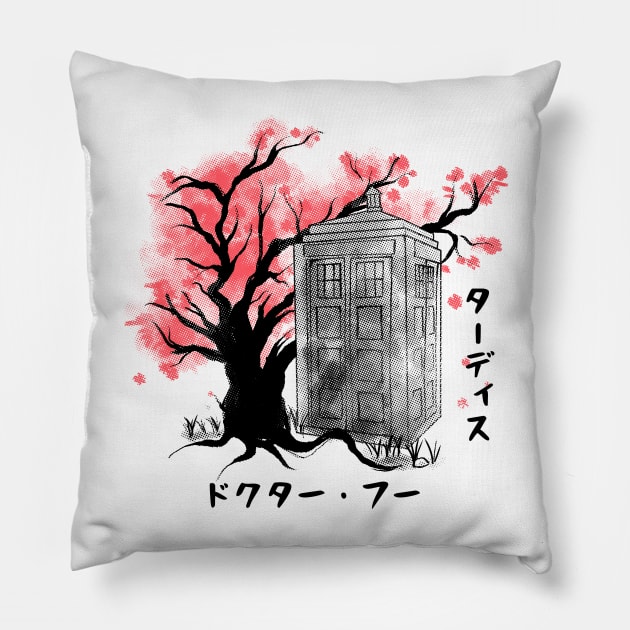 Sumi-e Time Machine Pillow by leepianti