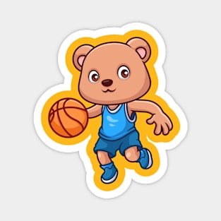 Basketball Bear Cute Cartoon Magnet