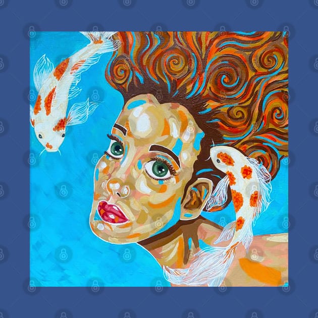 Woman Face and Koi Fishes by Polette Color