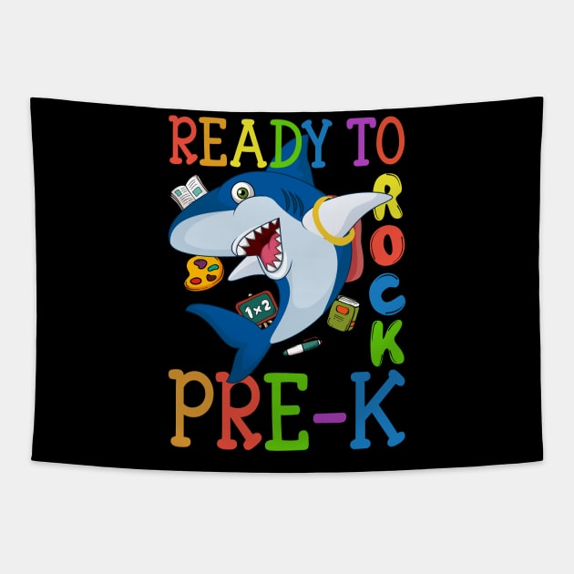 Dabbing Pre-K Shark Back To School Tapestry by kateeleone97023