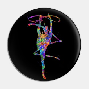 Rhythmic gymnastics tape watercolor art Pin