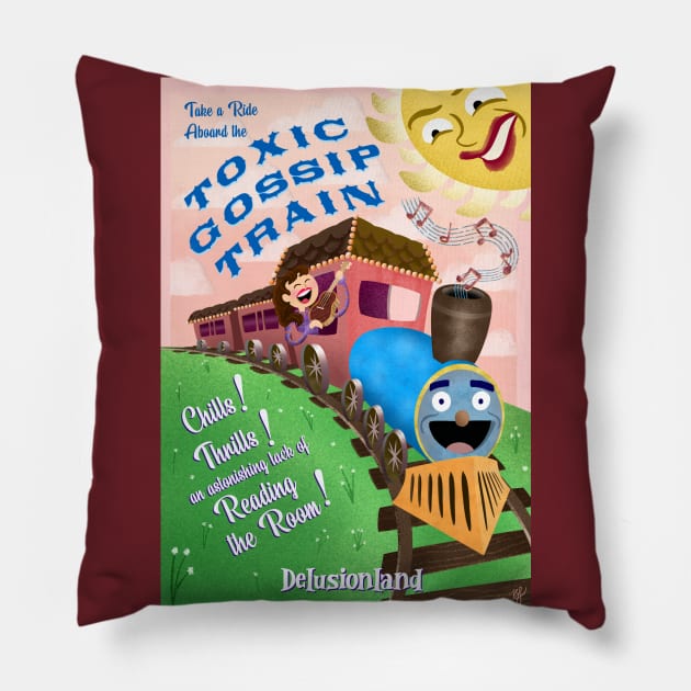 All Aboard! Pillow by Drawn By Bryan