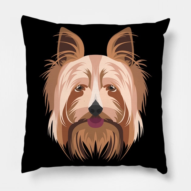 Smiling Yorkshire Terrier Pillow by GreenOptix