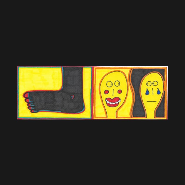 Foot with Happy / Sad Man by JaySnellingArt