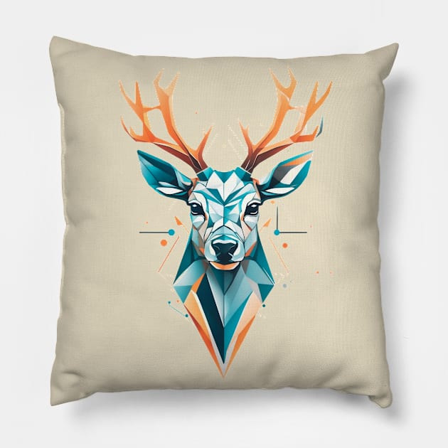 Polygonal deer Pillow by astronauticarte